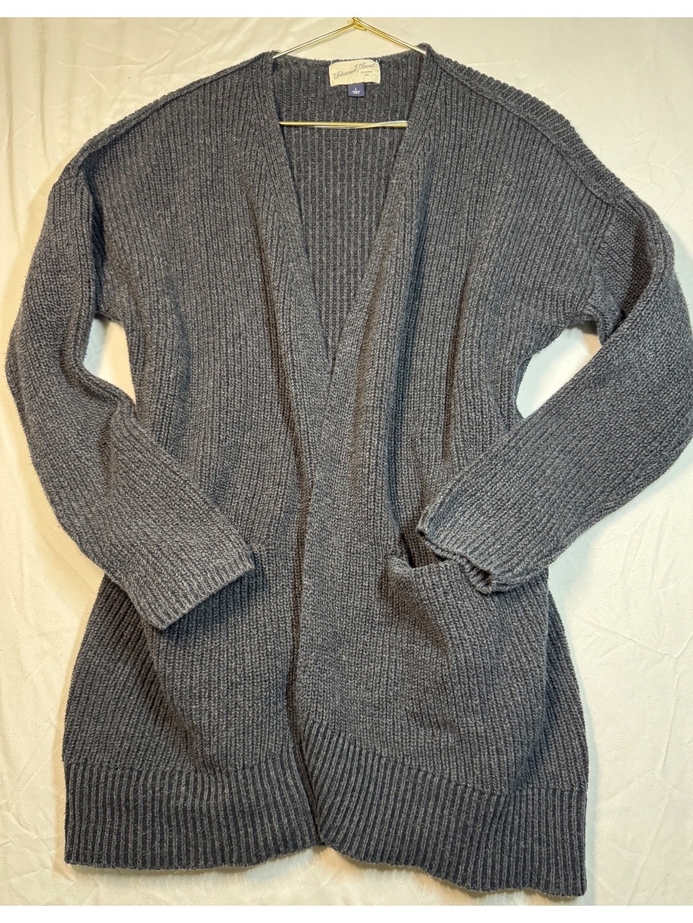 Universal Thread Charcoal Gray Ribbed Cardigan Large